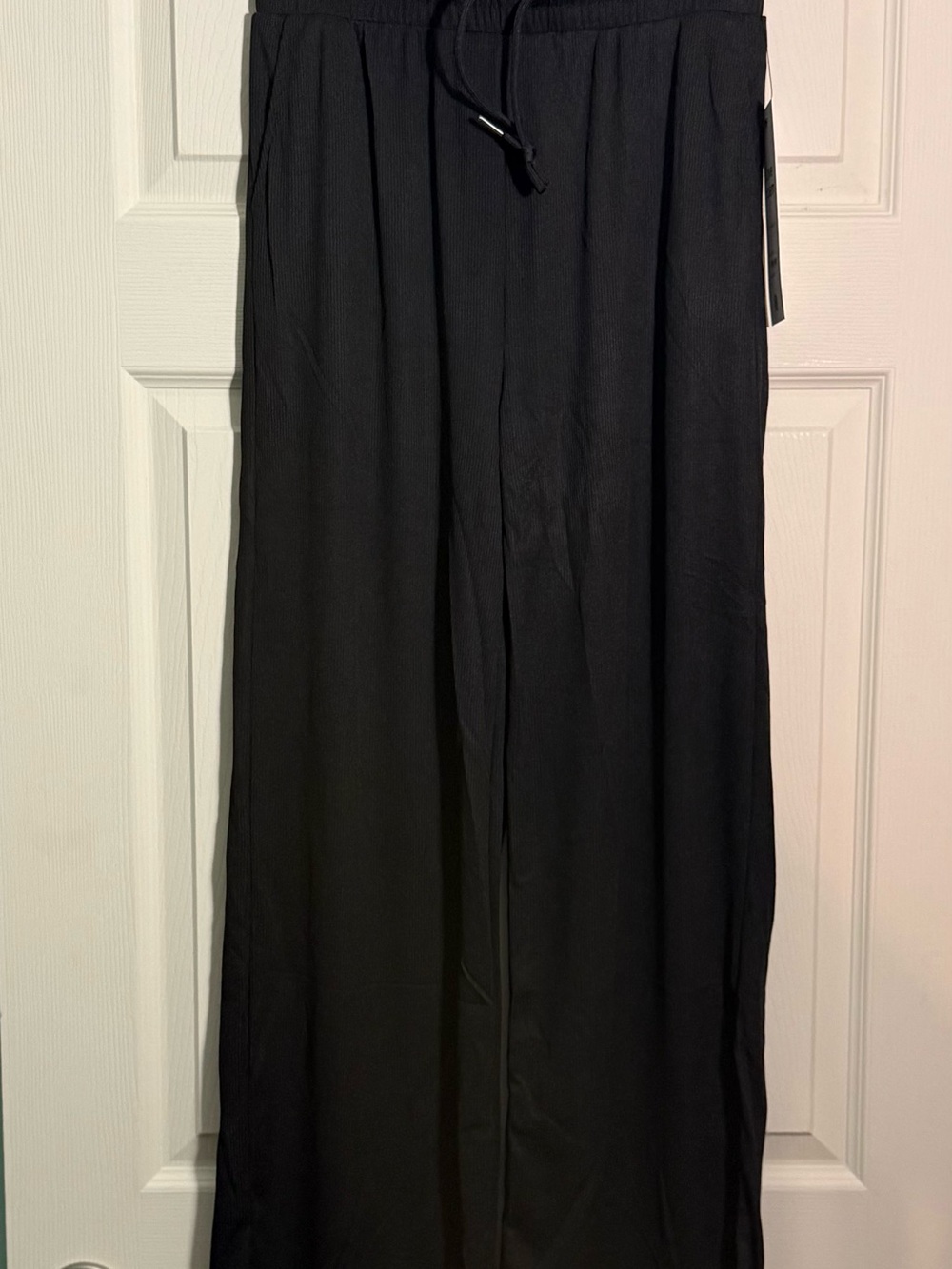 Women's Black Wide-Leg Drawstring Pants